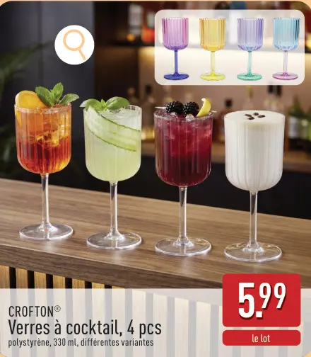 Offre: Verres à cocktail