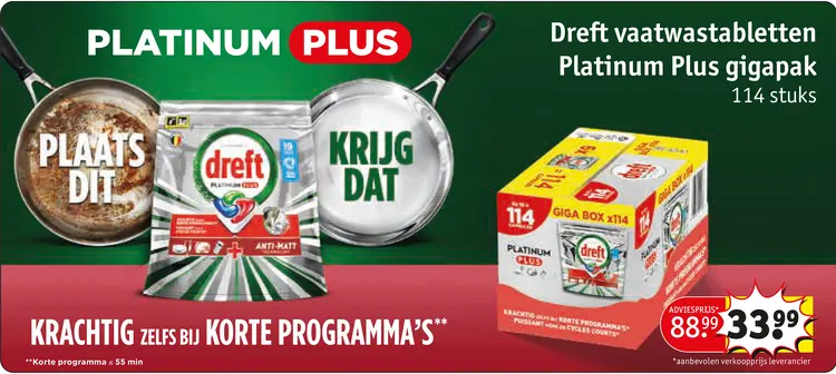 Aanbieding: Dreft vaatwastabletten Platinum Plus gigapak