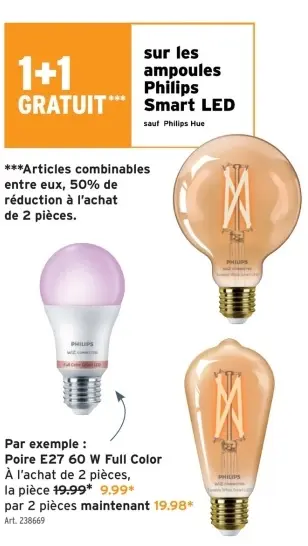 Offre: Poire E27 60 W Full Color