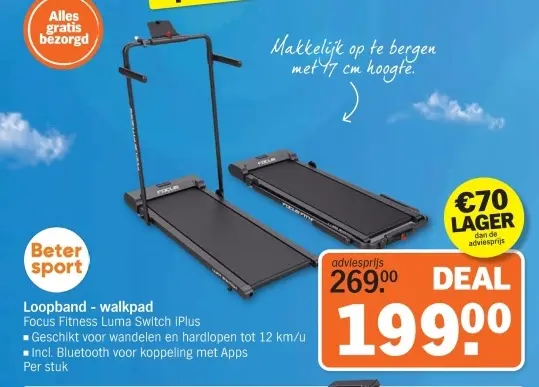 Aanbieding: Loopband - walkpad Focus Fitness Luma Switch 