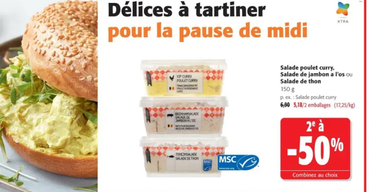 Offre: Salade poulet curry, Salade de jambon a l'os 