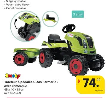 Offre: Tracteur à pédales Claas Farmer XL avec remorque