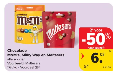 Promotie: Chocolade M&M's, Milky Way en Maltesers