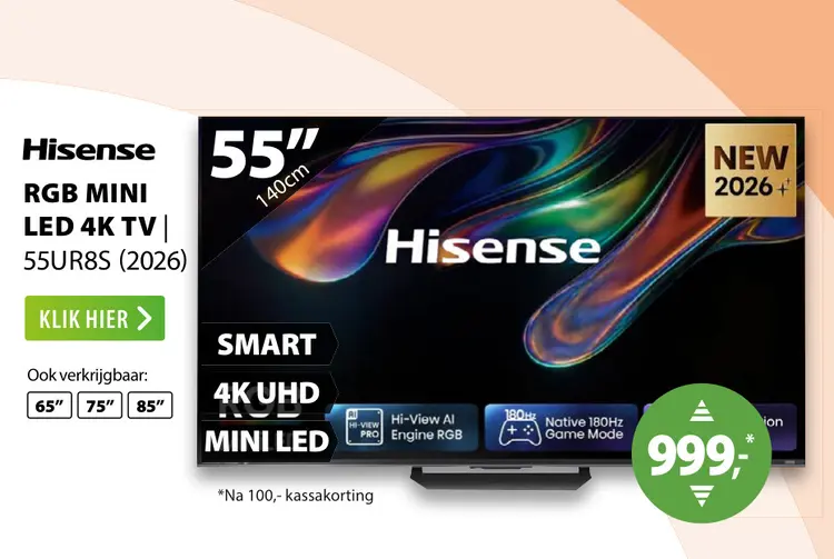 Aanbieding: Rgb mini led 4k tv 55ur8s