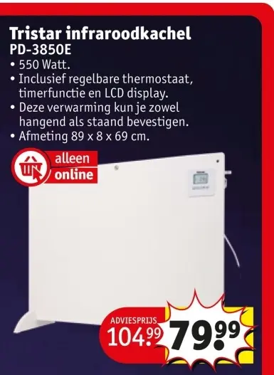 Aanbieding: Tristar infraroodkachel PD-3850E