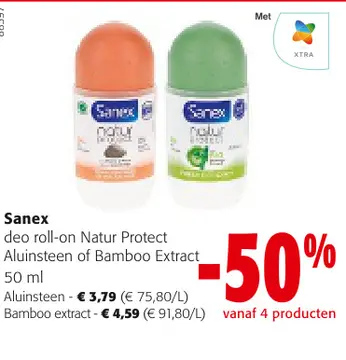 Aanbieding: Sanex deo roll-on Natur Protect Aluinsteen of Bamboo Extract