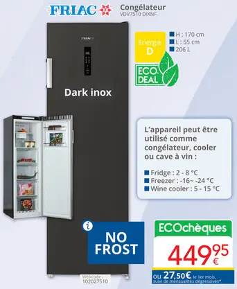 Offre: Congélateur VDV7510 DIXNF