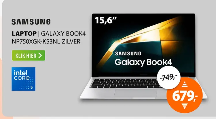 Aanbieding: Samsung Galaxy Book4 NP750XGK-KS3NL Zilver
