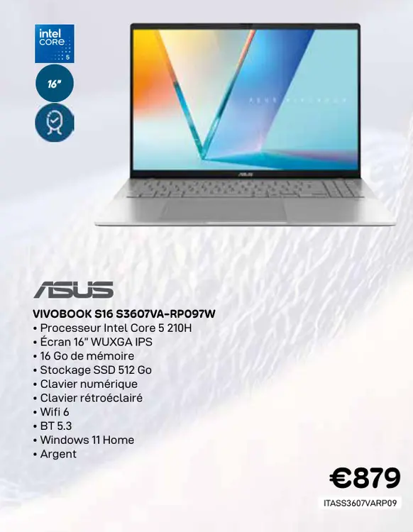 Offre: Vivobook s16 s3607va-rp097w