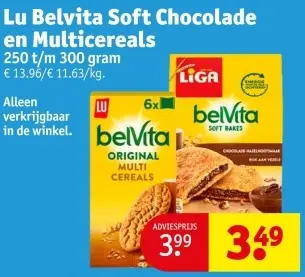 Aanbieding: Lu Belvita Soft Chocolade en Multicereals