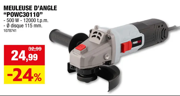 Offre: Powerplus EG POWC30110 meuleuse d'angle 500W 115mm
