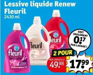Offre: Lessive liquide Renew Fleuril
