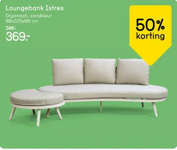Aanbieding: Loungebank Istres - zand - 88x205x68 cm