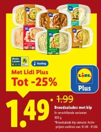 Aanbieding: Broodsalades met kip