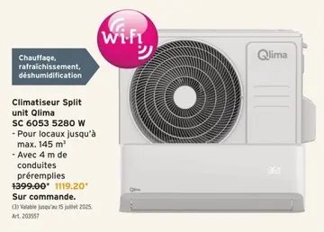 Offre: Climatiseur Split unit Qlima SC 6053 5280 W