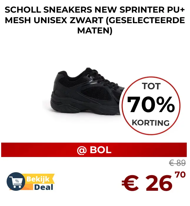 Aanbieding: Sneakers new sprinter pu+ mesh unisex zwart