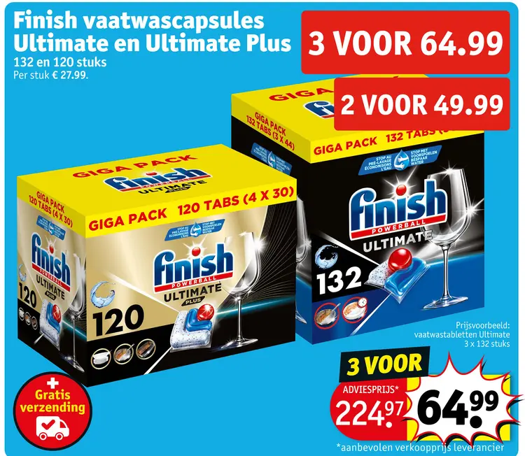Aanbieding: Finish Vaatwascapsules Ultimate en Ultimate Plus