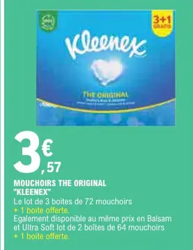 Offre: MOUCHOIRS THE ORIGINAL "KLEENEX"