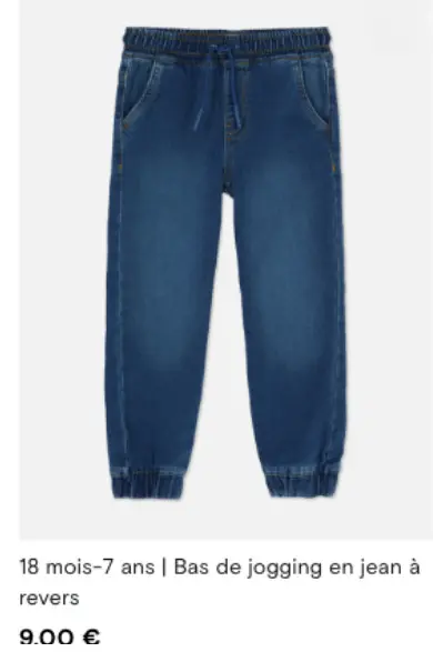 Offre: Bas de jogging en jean à revers