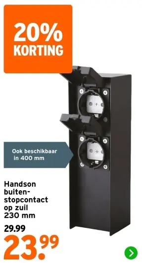 Aanbieding: Buitenstopcontact op zuil 230 mm