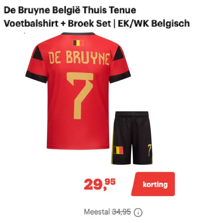 Promotie: De Bruyne België Thuis Tenue Voetbalshirt + B