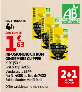 Offre: Infusion bio citron gingembre