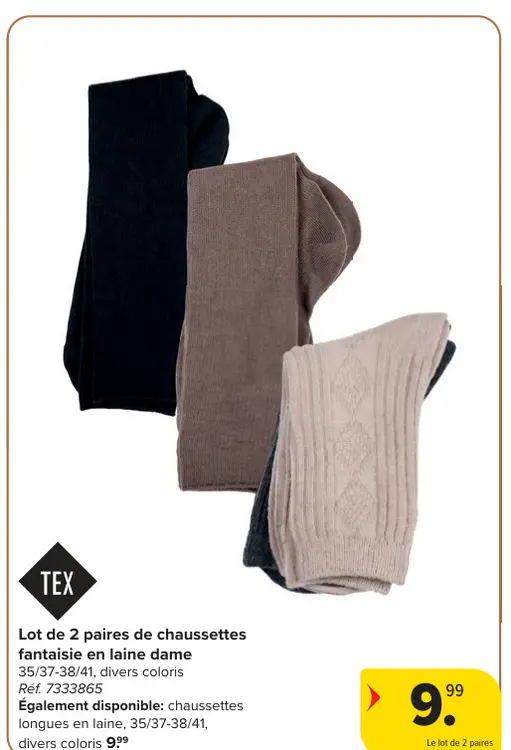 Offre: Chaussettes fantaisie en laine dame