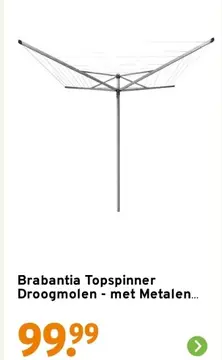 Aanbieding: Brabantia Topspinner Droogmolen - met Metalen