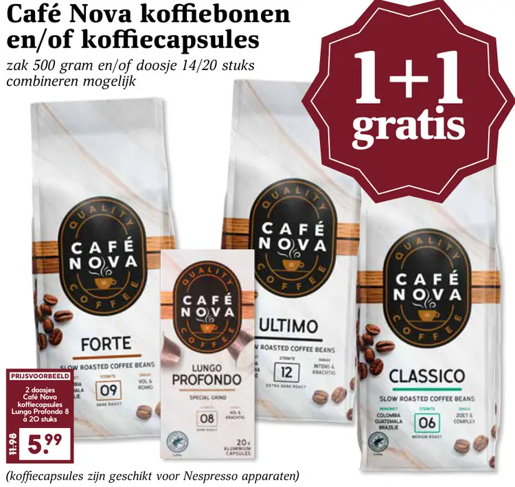 Aanbieding: Café Nova koffiebonen en/of koffiecapsules
