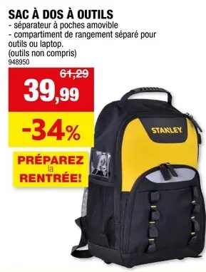 Offre: Stanley sac à dos porte-outils