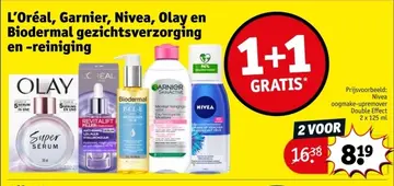 Aanbieding: L'Oréal, Garnier, Nivea, Olay en Biodermal gezichtsverzorging en -reiniging
