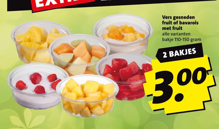Aanbieding: Vers gesneden fruit of bavarois met fruit