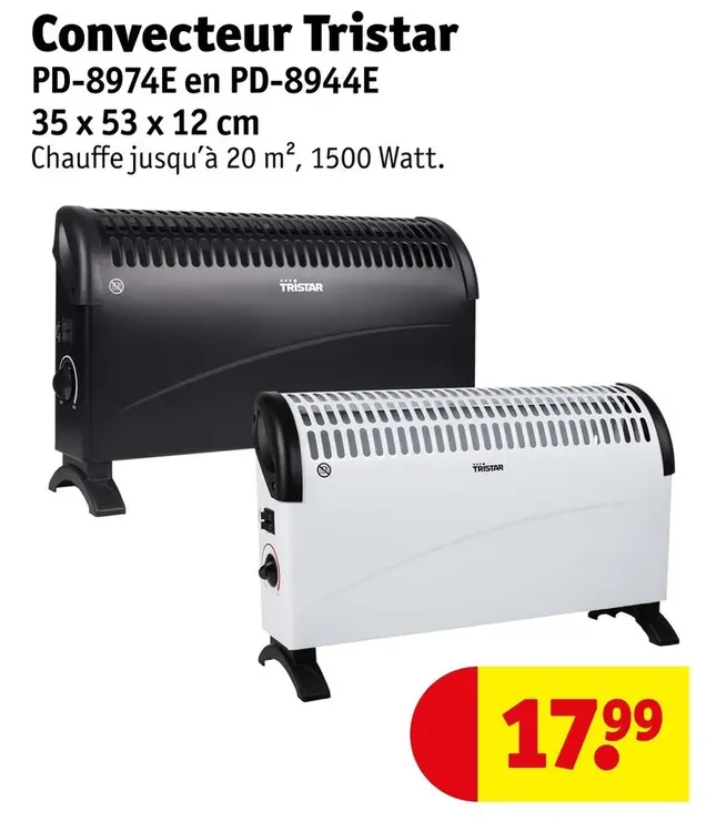 Offre: Convecteur Tristar PD-8974E et PD-8944E