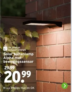Aanbieding: Solar buitenlamp Alpha met bewegingssensor