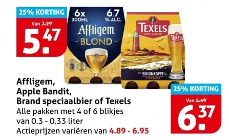 Aanbieding: Affligem, Apple Bandit, Brand speciaalbier of Texels