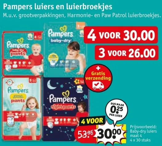 Aanbieding: Pampers luiers en luierbroekjes