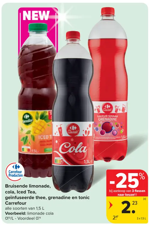 Aanbieding: Bruisende limonade, cola, Iced Tea, geïnfuseerde thee, grenadine en tonic