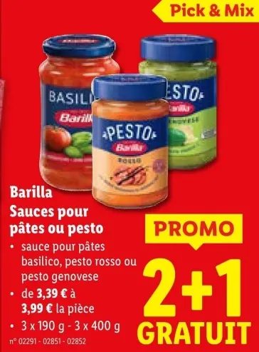 Offre: Sauces pour pâtes ou pesto