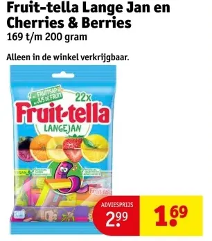Aanbieding: Fruit-tella Lange Jan en Cherries & Berries