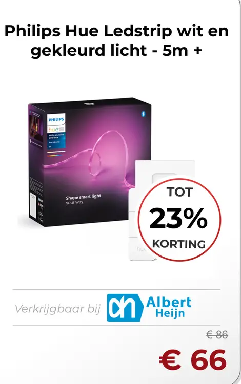 Aanbieding: Philips Hue Ledstrip wit en gekleurd licht