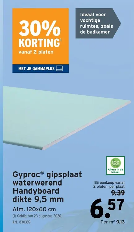 Promotie: Gyproc® gipsplaat waterwerend Handyboard