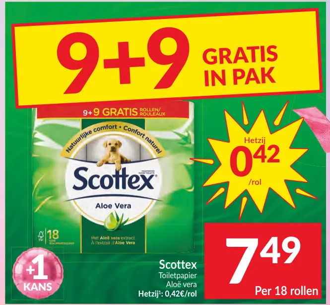 Promotie: Scottex Toiletpapier Aloë vera