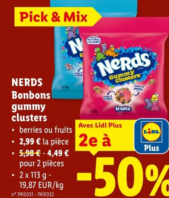 Offre: Nerds Bonbons gummy clusters