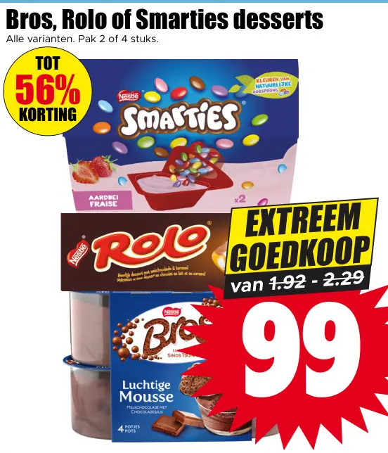 Aanbieding: Bros, Rolo of Smarties desserts