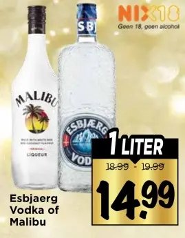 Aanbieding: Esbjaerg Vodka of Malibu
