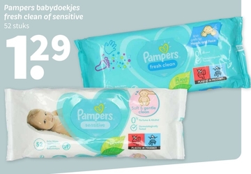 Aanbieding: Pampers babydoekjes fresh clean of sensitive 52 stuks