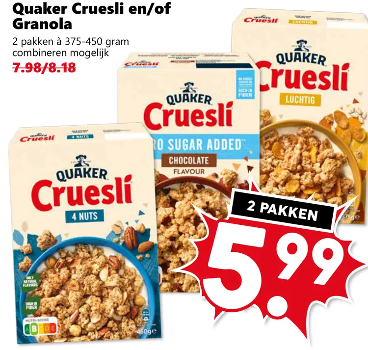 Aanbieding: Cruesli en/of Granola