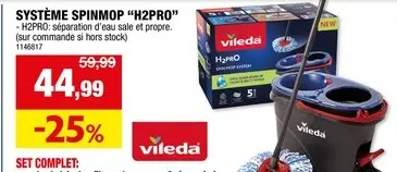 Offre: Vileda H2Pro Spinmop système de nettoyage