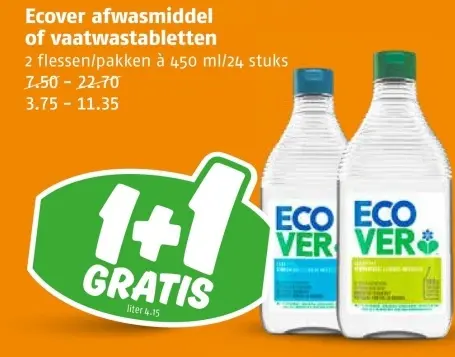 Aanbieding: Ecover afwasmiddel of vaatwastabletten