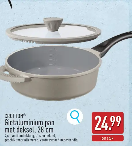 Promotie: Gietaluminium pan met deksel, 28 cm